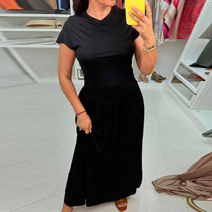 Solid Color Stretch Maxi Dress