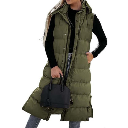 🔥HOT SALE 49% OFF🔥 Women's Long Puffer Vest | Quilted Hood & Button Closure ❄️