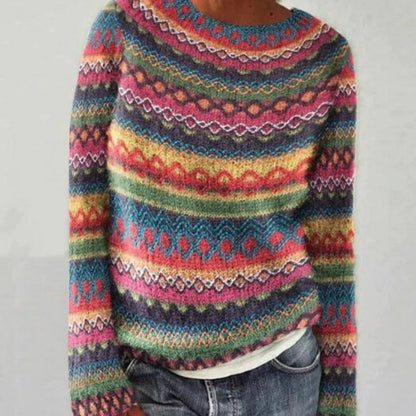 Women's Trendy Round Neck Long Sleeve Knit Sweater