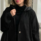 Women's Oversized Hooded Corduroy Button Down Jacket