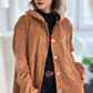 Women's Oversized Hooded Corduroy Button Down Jacket