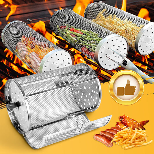 Stainless Steel Rotating Grill Basket