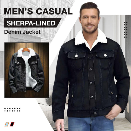 Men’s Casual Sherpa-Lined Denim Jacket