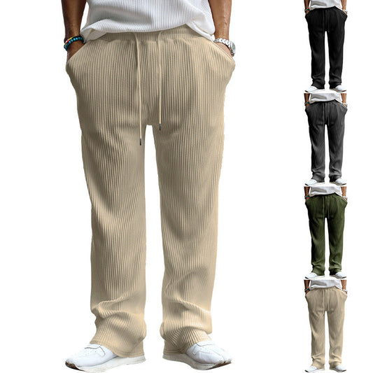 Men's Comfortable Drawstring Ribbed Trousers