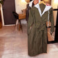 Women's Hooded Lapel Fake Two-Piece Casual Long Trench Coat
