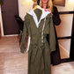 Women's Hooded Lapel Fake Two-Piece Casual Long Trench Coat
