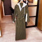 Women's Hooded Lapel Fake Two-Piece Casual Long Trench Coat