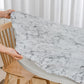 Marble Printed Round Fitted Table Cover with Elastic Edges