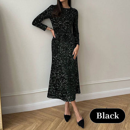 Women’s Sparkling Elegant Velvet Slim Dress