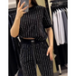 Women's Sparkling Rhinestone Striped Knit Two-Piece Set