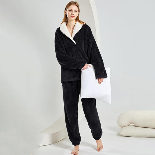 Warm Plush Pajama Set for Winter