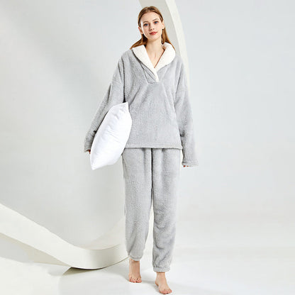 Warm Plush Pajama Set for Winter