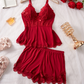 💕Lace Trimmed V-Neck Camisole & Shorts Sleepwear Set