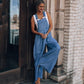 Women's Loose Adjustable Strap Wide Leg Denim