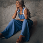 Women's Loose Adjustable Strap Wide Leg Denim