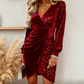 Women’s Long Sleeve V-Neck Sequined Dress