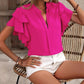 Women's V-Neck Solid Color Top