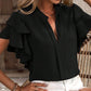 Women's V-Neck Solid Color Top