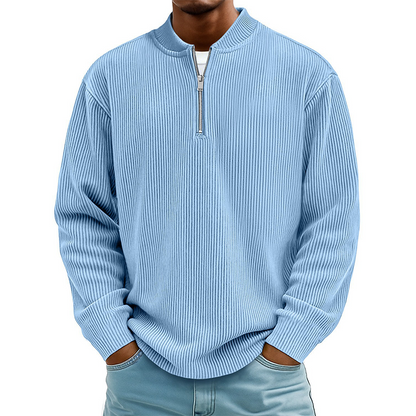 Men's Quarter-Zip Ribbed Long Sleeve Pullover