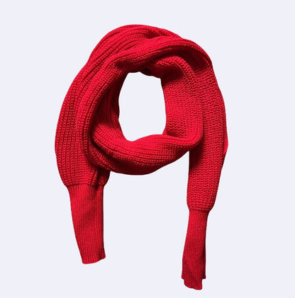 Womens Scarf with Sleeves Knit Wrap Sweater Cozy Crochet Cropped Shawl