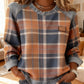 Women's Denim Patchwork Plaid Long-Sleeve Tops