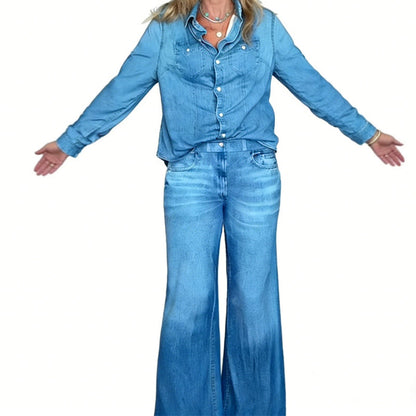 Women’s Faux Denim Pajama 2-Piece Set