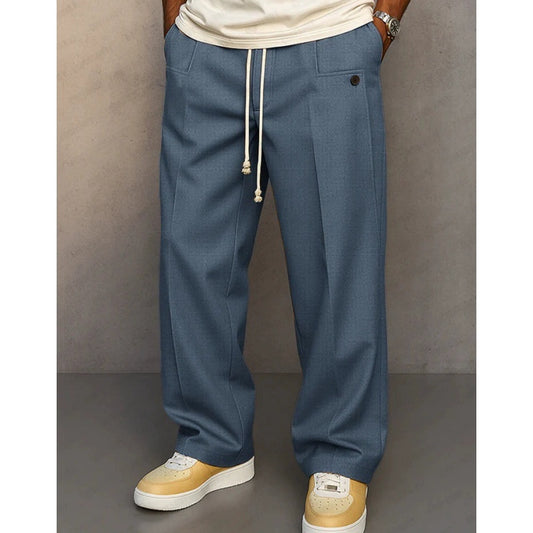 Men's Casual Loose Pleated Straight Pants
