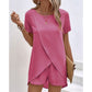 Women's Solid Color Irregular Top & Shorts Two Piece Set