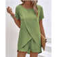 Women's Solid Color Irregular Top & Shorts Two Piece Set