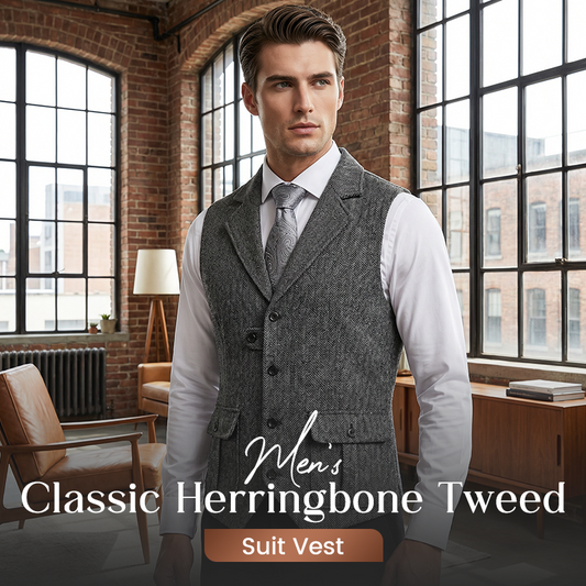 👔Hot Sale 40% Off!⌚Men's Classic Herringbone Tweed Suit Vest