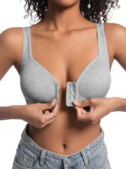 👙 50% OFF NOW! 💪 Adjustable Front Closure Push-Up Bra – Wire-Free, Seamless & Side Support – 4PCS Set for Daily Wear ✨