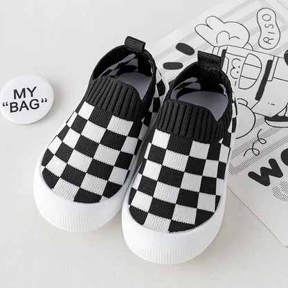 Baby Slip-On Plaid Sneakers First Walkers Non-Slip Shoes