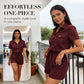 Women's Short Sleeve Button-Up Utility Romper