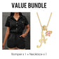 Women's Short Sleeve Button-Up Utility Romper