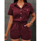Women's Short Sleeve Button-Up Utility Romper