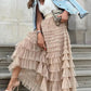 Layered maxi tulle dress with elastic waist