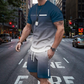 🏖️⏳SUMMER SALE: ONLY ￡14.99!!😎Men's Gradient Color T-Shirt & Shorts Set