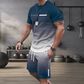🏖️⏳SUMMER SALE: ONLY ￡14.99!!😎Men's Gradient Color T-Shirt & Shorts Set