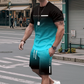 🏖️⏳SUMMER SALE: ONLY ￡14.99!!😎Men's Gradient Color T-Shirt & Shorts Set