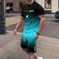 🏖️⏳SUMMER SALE: ONLY ￡14.99!!😎Men's Gradient Color T-Shirt & Shorts Set