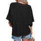 ⏳LAST DAY SALE ONLY ￡9.99!!🔥🌸Women's Solid Color Splicing Loose Five Points Flare Sleeve T-Shirt