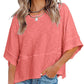 ⏳LAST DAY SALE ONLY ￡9.99!!🔥🌸Women's Solid Color Splicing Loose Five Points Flare Sleeve T-Shirt