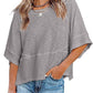 ⏳LAST DAY SALE ONLY ￡9.99!!🔥🌸Women's Solid Color Splicing Loose Five Points Flare Sleeve T-Shirt