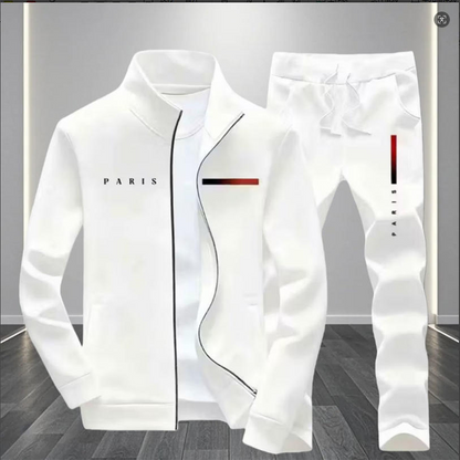 Men's Casual Printed Zip Jacket & Pants Set