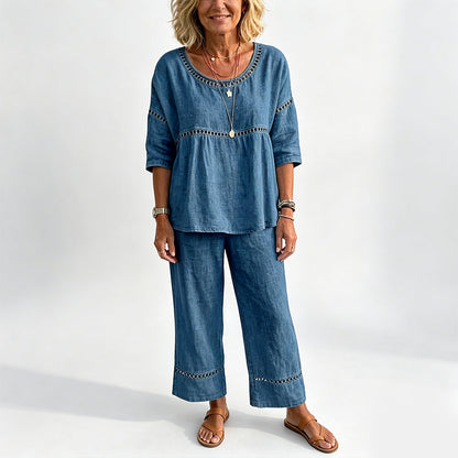 New Arrivals🔥 Women's Vintage Casual Loose-Fit Linen Two-Piece Set