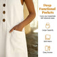 🌸Women's Solid Color U-Neck Sleeveless Cotton Linen Dress - Lightweight, Breezy & Ridiculously Comfy 💛
