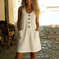 🌸Women's Solid Color U-Neck Sleeveless Cotton Linen Dress - Lightweight, Breezy & Ridiculously Comfy 💛