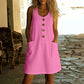 🌸Women's Solid Color U-Neck Sleeveless Cotton Linen Dress - Lightweight, Breezy & Ridiculously Comfy 💛