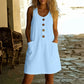 🌸Women's Solid Color U-Neck Sleeveless Cotton Linen Dress - Lightweight, Breezy & Ridiculously Comfy 💛