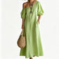 Women's One-Shoulder Puff Sleeve Maxi Dress